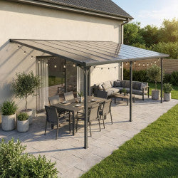 Pergola adossée ajustable - toit de terrasse en alu 3,05x6,18m X-METAL - mon-abri-de-jardin.com