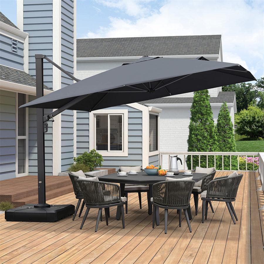 PURPLE LEAF – Grand parasol extérieur déporté renforcé avec base