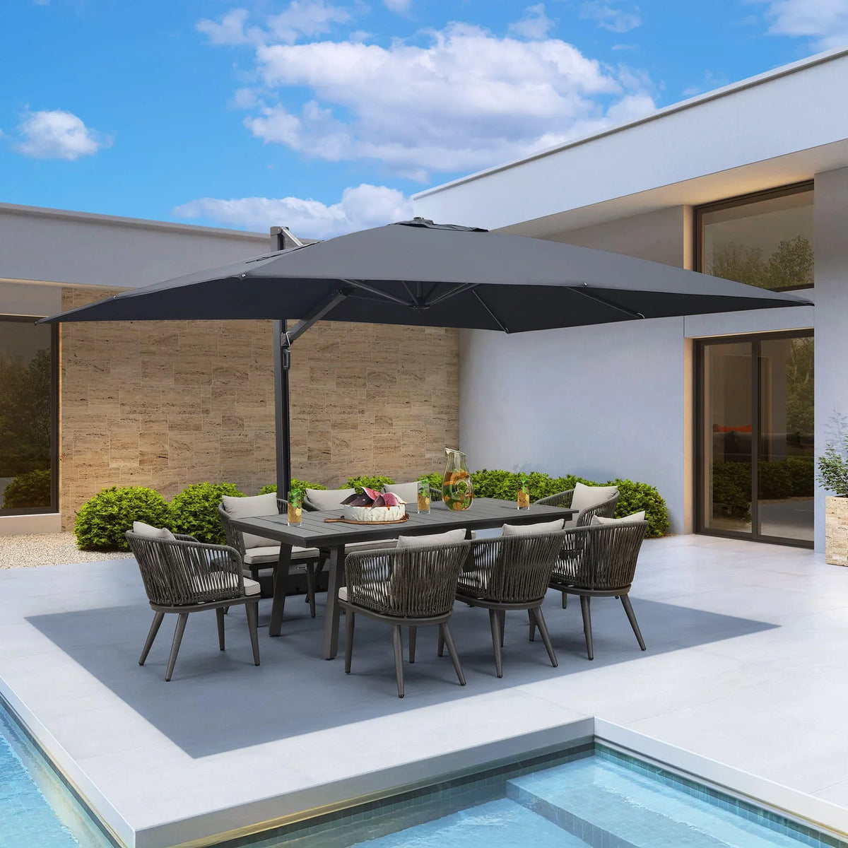 PURPLE LEAF – Parasol déporté extérieur renforcé pour terrasse, porche et plage
