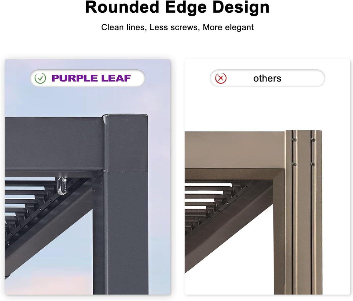 PURPLE LEAF Caesar – Pergola extérieure à lames orientables avec toit rigide réglable, gris