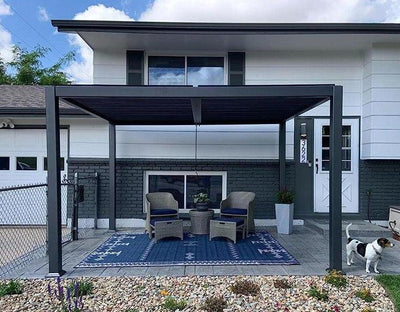 PURPLE LEAF Caesar – Pergola extérieure à lames orientables avec toit rigide réglable, gris