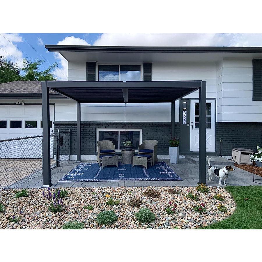 PURPLE LEAF Caesar – Pergola extérieure à lames orientables avec toit rigide réglable, gris