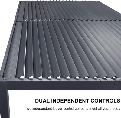 PURPLE LEAF Caesar – Pergola extérieure à lames orientables avec toit rigide réglable, gris