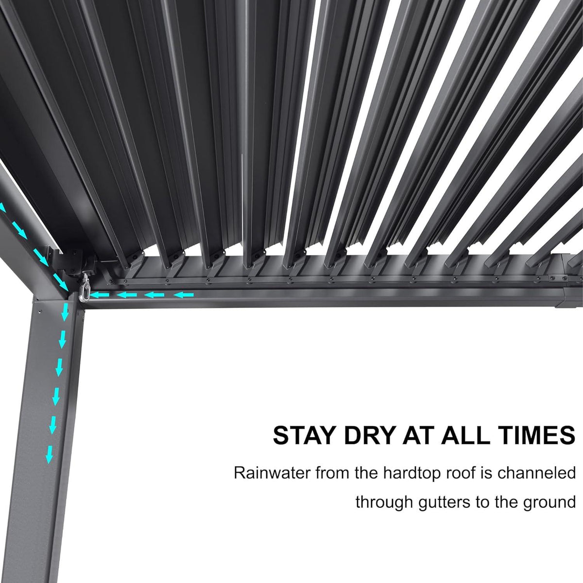 PURPLE LEAF Caesar – Pergola extérieure à lames orientables avec toit rigide réglable, gris