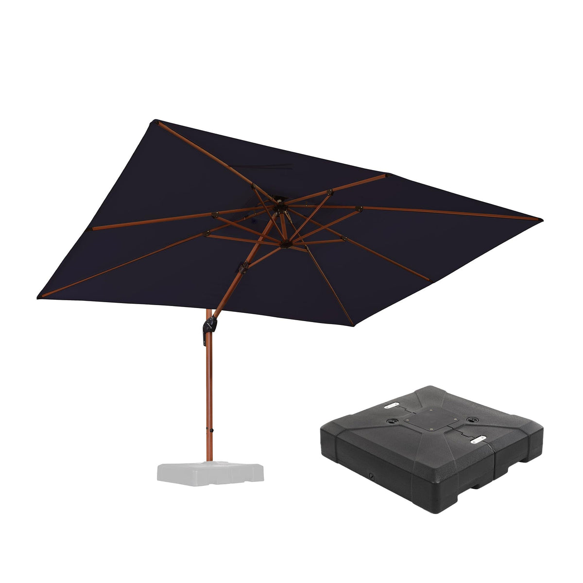 PURPLE LEAF – Parasol de jardin extérieur avec base, parasol déporté coloris bois