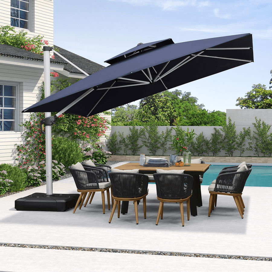 PURPLE LEAF – Parasol extérieur coupe-vent, parasol déporté carré pour terrasse