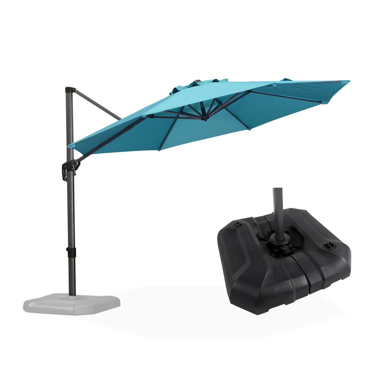 PURPLE LEAF – Parasol extérieur économique rond et déporté avec base pour jardin