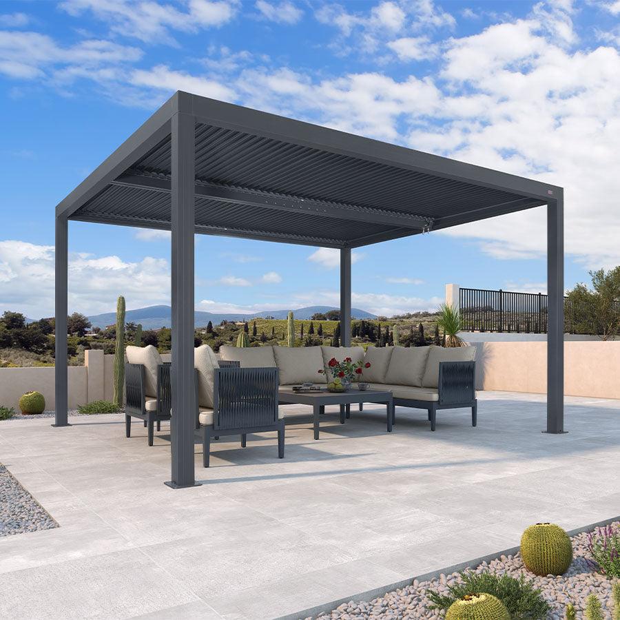 PURPLE LEAF Athena – Pergola extérieure en aluminium à lames orientables avec toit réglable pour terrasse et jardin