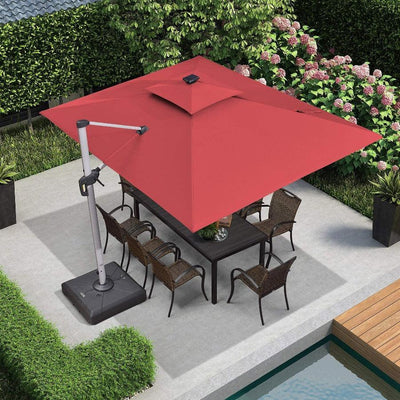 PURPLE LEAF – Parasol de terrasse rectangulaire à LED alimenté à l’énergie solaire avec éclairage