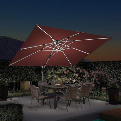 PURPLE LEAF – Parasol de terrasse rectangulaire à LED alimenté à l’énergie solaire avec éclairage