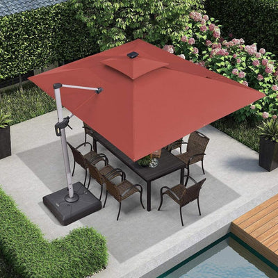 PURPLE LEAF – Parasol de terrasse rectangulaire à LED alimenté à l’énergie solaire avec éclairage