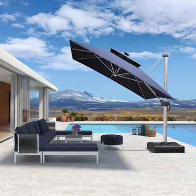 PURPLE LEAF – Parasol de terrasse rectangulaire à LED alimenté à l’énergie solaire avec éclairage