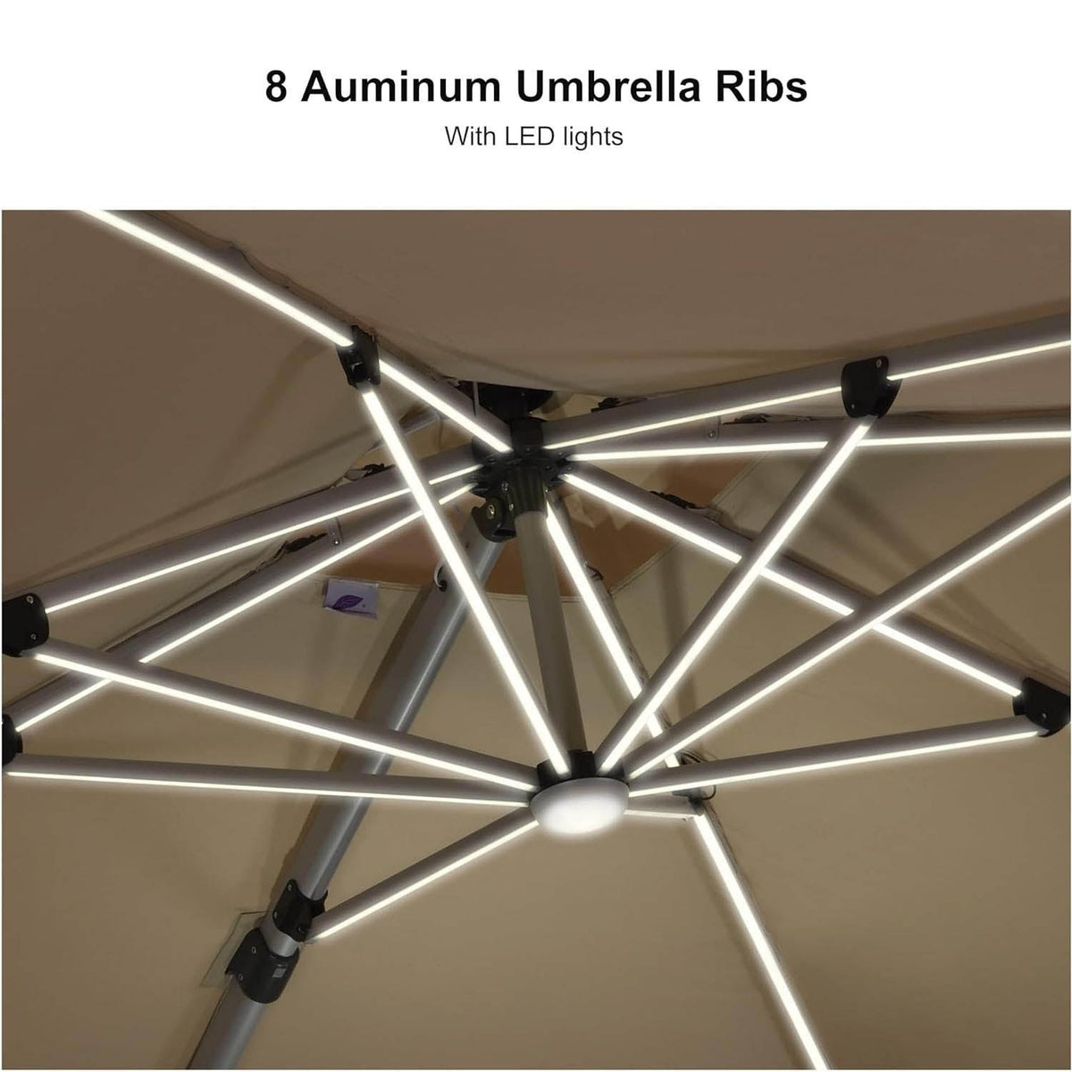 PURPLE LEAF – Parasol de terrasse rectangulaire à LED alimenté à l’énergie solaire avec éclairage