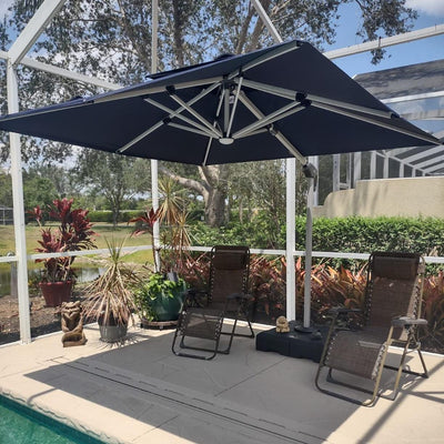 PURPLE LEAF – Parasol de terrasse rectangulaire à LED alimenté à l’énergie solaire avec éclairage