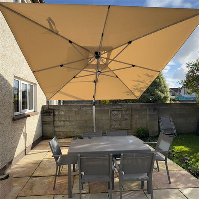PURPLE LEAF – Parasol de terrasse rectangulaire à LED alimenté à l’énergie solaire avec éclairage
