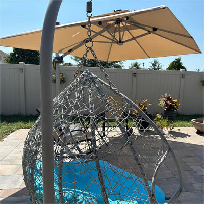 PURPLE LEAF – Parasol de terrasse rectangulaire à LED alimenté à l’énergie solaire avec éclairage