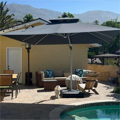 PURPLE LEAF – Parasol de terrasse rectangulaire à LED alimenté à l’énergie solaire avec éclairage