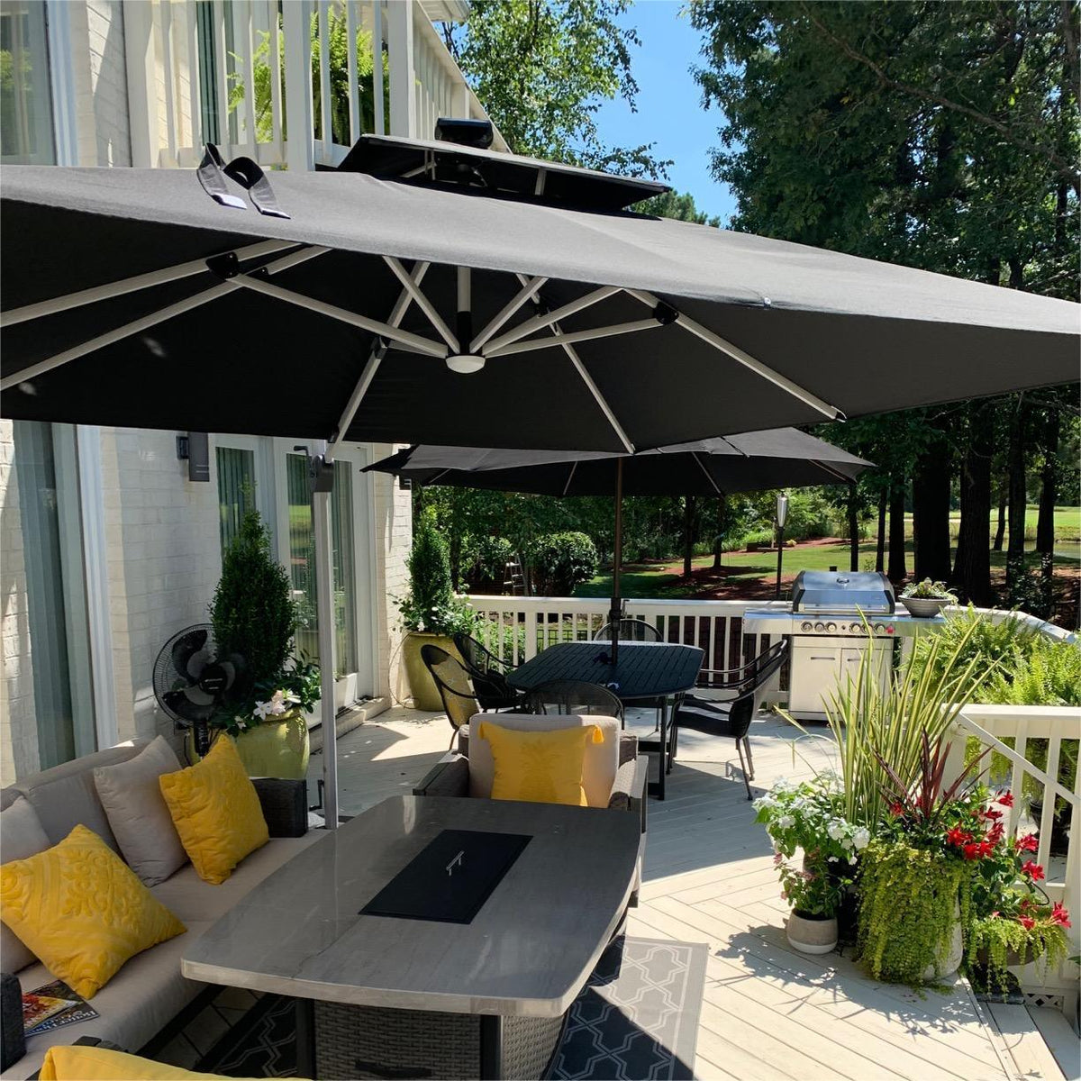 PURPLE LEAF – Parasol de terrasse rectangulaire à LED alimenté à l’énergie solaire avec éclairage