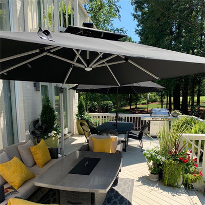 PURPLE LEAF – Parasol de terrasse rectangulaire à LED alimenté à l’énergie solaire avec éclairage