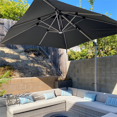 PURPLE LEAF – Parasol de terrasse rectangulaire à LED alimenté à l’énergie solaire avec éclairage