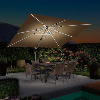 PURPLE LEAF – Parasol de terrasse rectangulaire à LED alimenté à l’énergie solaire avec éclairage