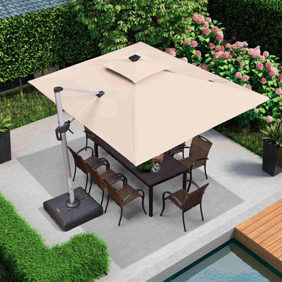 PURPLE LEAF – Parasol de terrasse rectangulaire à LED alimenté à l’énergie solaire avec éclairage