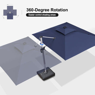 PURPLE LEAF – Parasol de terrasse rectangulaire à LED alimenté à l’énergie solaire avec éclairage