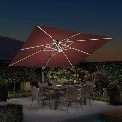 PURPLE LEAF – Parasol de terrasse rectangulaire à LED alimenté à l’énergie solaire avec éclairage