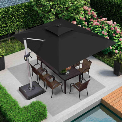 PURPLE LEAF – Parasol de terrasse rectangulaire à LED alimenté à l’énergie solaire avec éclairage