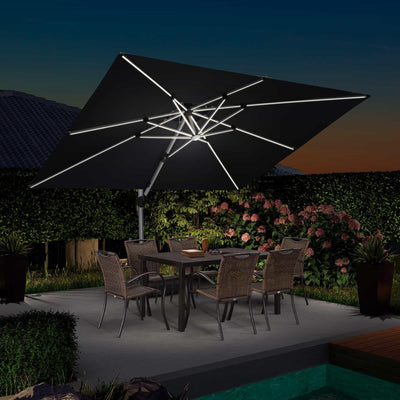 PURPLE LEAF – Parasol de terrasse rectangulaire à LED alimenté à l’énergie solaire avec éclairage