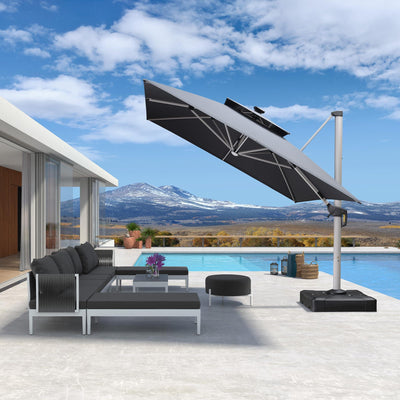 PURPLE LEAF – Parasol de terrasse rectangulaire à LED alimenté à l’énergie solaire avec éclairage