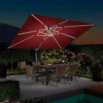 PURPLE LEAF – Parasol de terrasse rectangulaire à LED alimenté à l’énergie solaire avec éclairage