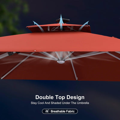 PURPLE LEAF – Parasol de terrasse rectangulaire à LED alimenté à l’énergie solaire avec éclairage