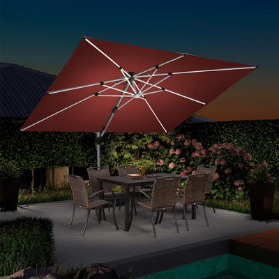 PURPLE LEAF – Parasol de terrasse rectangulaire à LED alimenté à l’énergie solaire avec éclairage