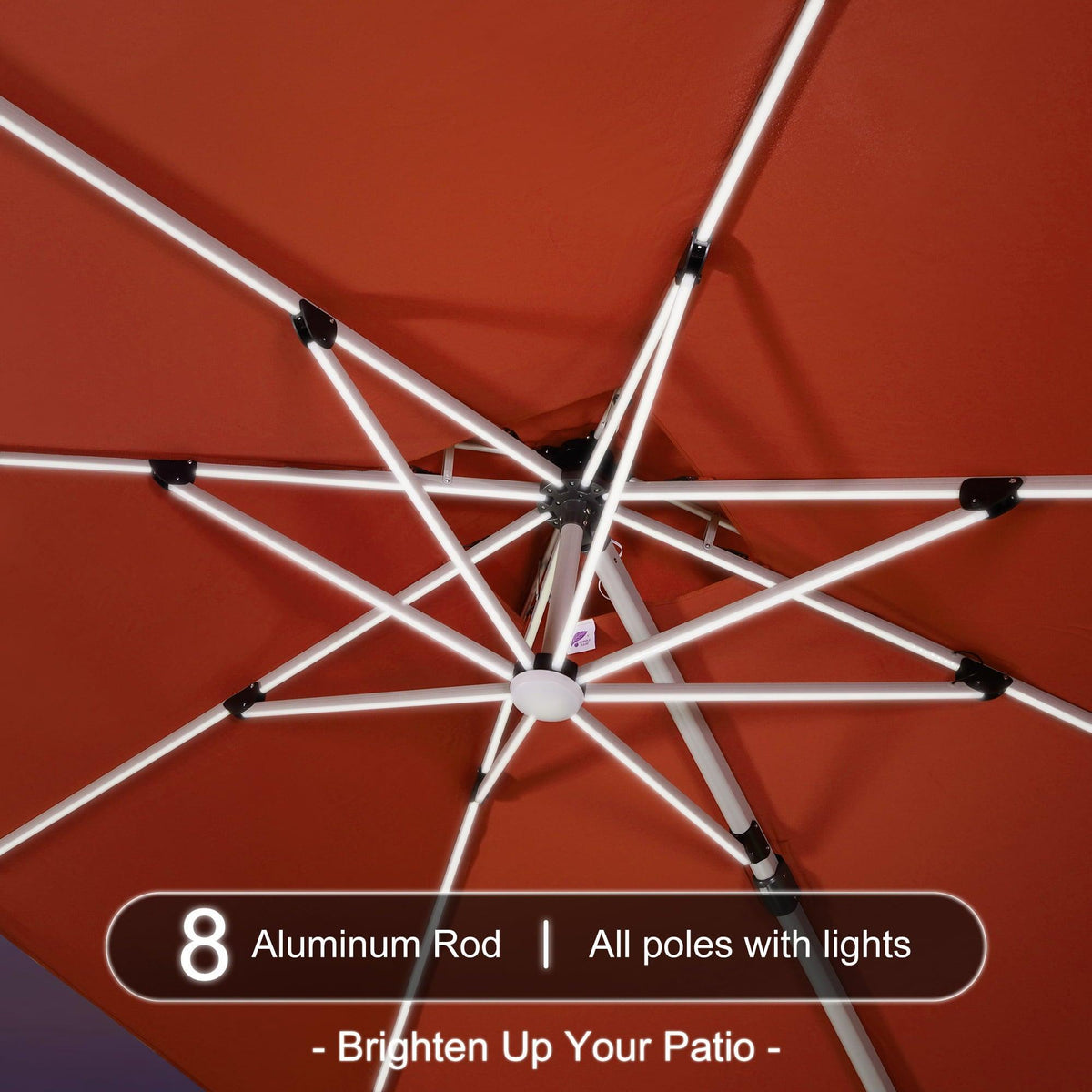 PURPLE LEAF – Parasol de terrasse rectangulaire à LED alimenté à l’énergie solaire avec éclairage