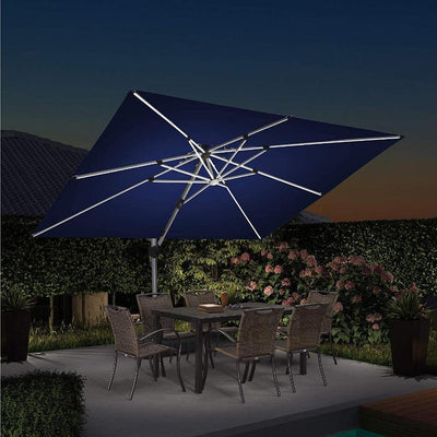 PURPLE LEAF – Parasol de terrasse rectangulaire à LED alimenté à l’énergie solaire avec éclairage