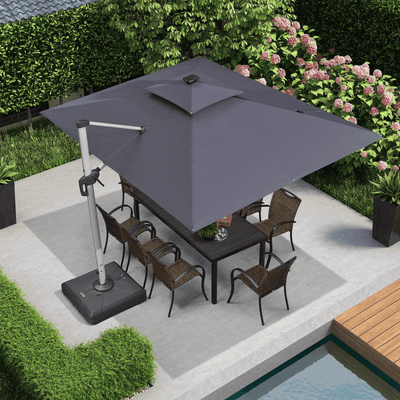 PURPLE LEAF – Parasol de terrasse rectangulaire à LED alimenté à l’énergie solaire avec éclairage