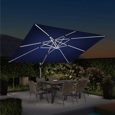 PURPLE LEAF – Parasol de terrasse rectangulaire à LED alimenté à l’énergie solaire avec éclairage
