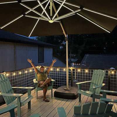 PURPLE LEAF – Parasol de terrasse rectangulaire à LED alimenté à l’énergie solaire avec éclairage
