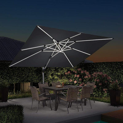 PURPLE LEAF – Parasol de terrasse rectangulaire à LED alimenté à l’énergie solaire avec éclairage