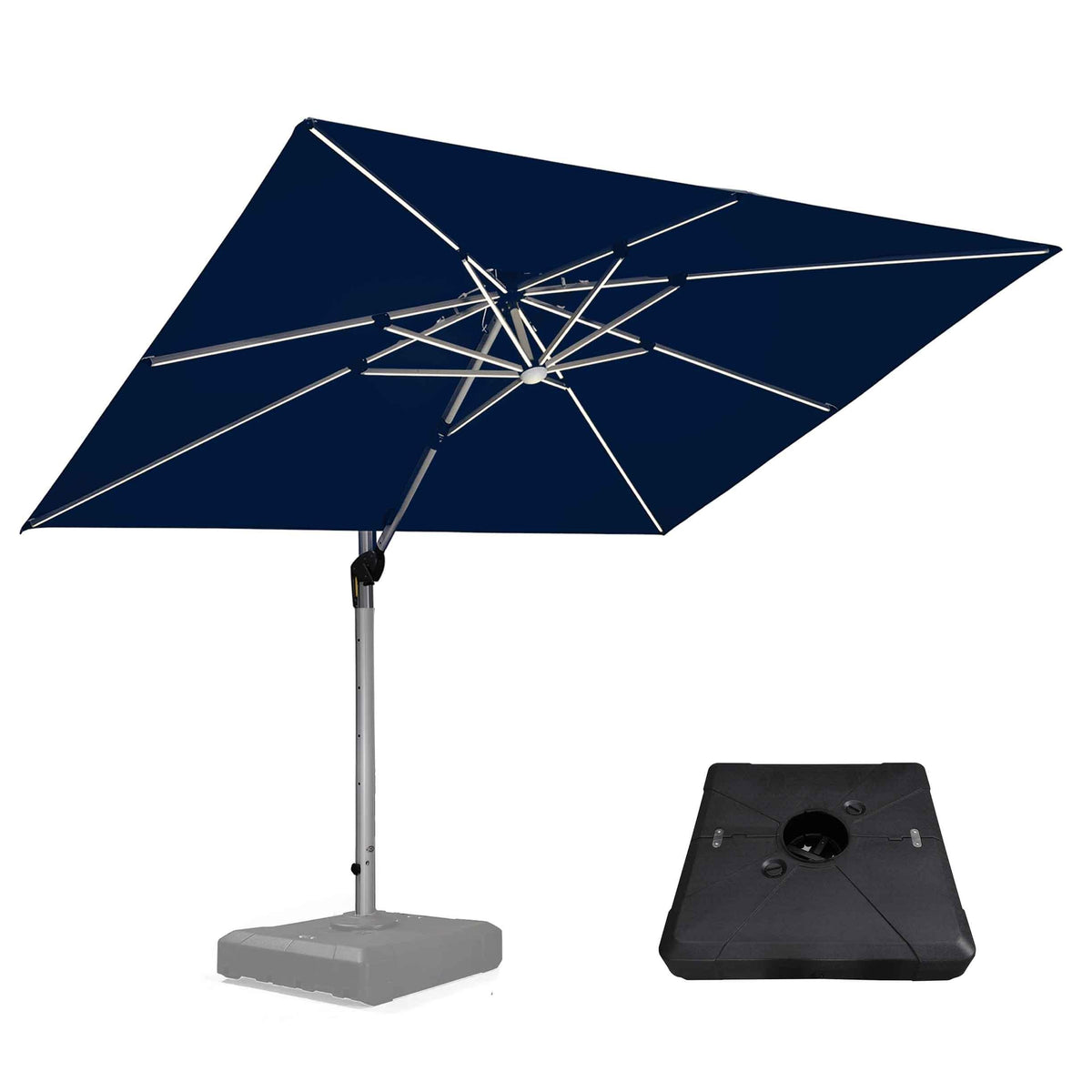 PURPLE LEAF – Parasol rectangulaire de terrasse avec ensemble de base