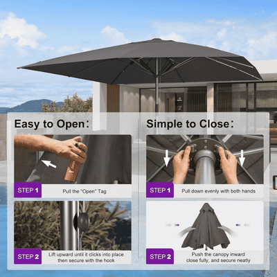 PURPLE LEAF – Parasol de terrasse semi-automatique extra-large Premium, modèle commercial pour jardin, café et hôtel