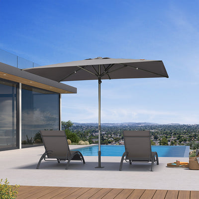 PURPLE LEAF – Parasol de terrasse semi-automatique extra-large Premium, modèle commercial pour jardin, café et hôtel