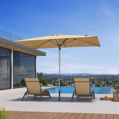 PURPLE LEAF – Parasol de terrasse semi-automatique extra-large Premium, modèle commercial pour jardin, café et hôtel