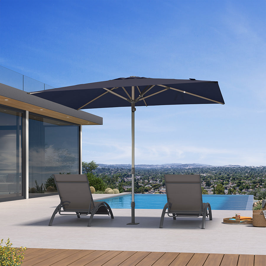 PURPLE LEAF – Parasol de terrasse semi-automatique extra-large Premium, modèle commercial pour jardin, café et hôtel