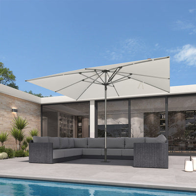 PURPLE LEAF – Parasol de terrasse semi-automatique extra-large Premium, modèle commercial pour jardin, café et hôtel
