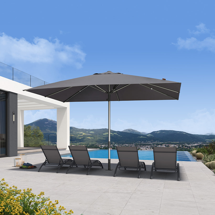PURPLE LEAF – Parasol de terrasse semi-automatique extra-large Premium, modèle commercial pour jardin, café et hôtel