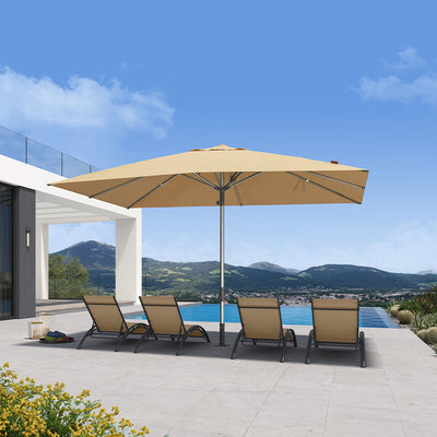 PURPLE LEAF – Parasol de terrasse semi-automatique extra-large Premium, modèle commercial pour jardin, café et hôtel