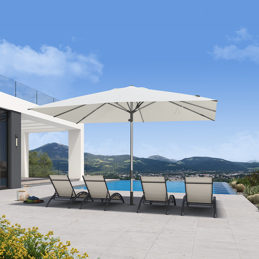 PURPLE LEAF – Parasol de terrasse semi-automatique extra-large Premium, modèle commercial pour jardin, café et hôtel