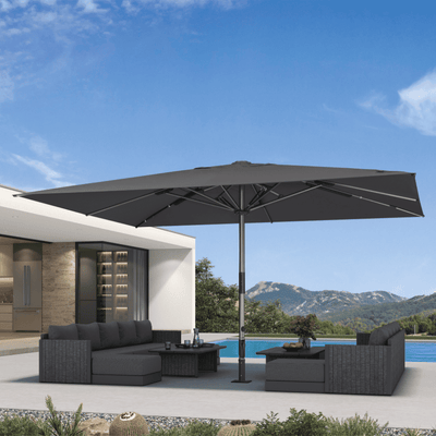 PURPLE LEAF – Parasol de terrasse semi-automatique extra-large Premium, modèle commercial pour jardin, café et hôtel